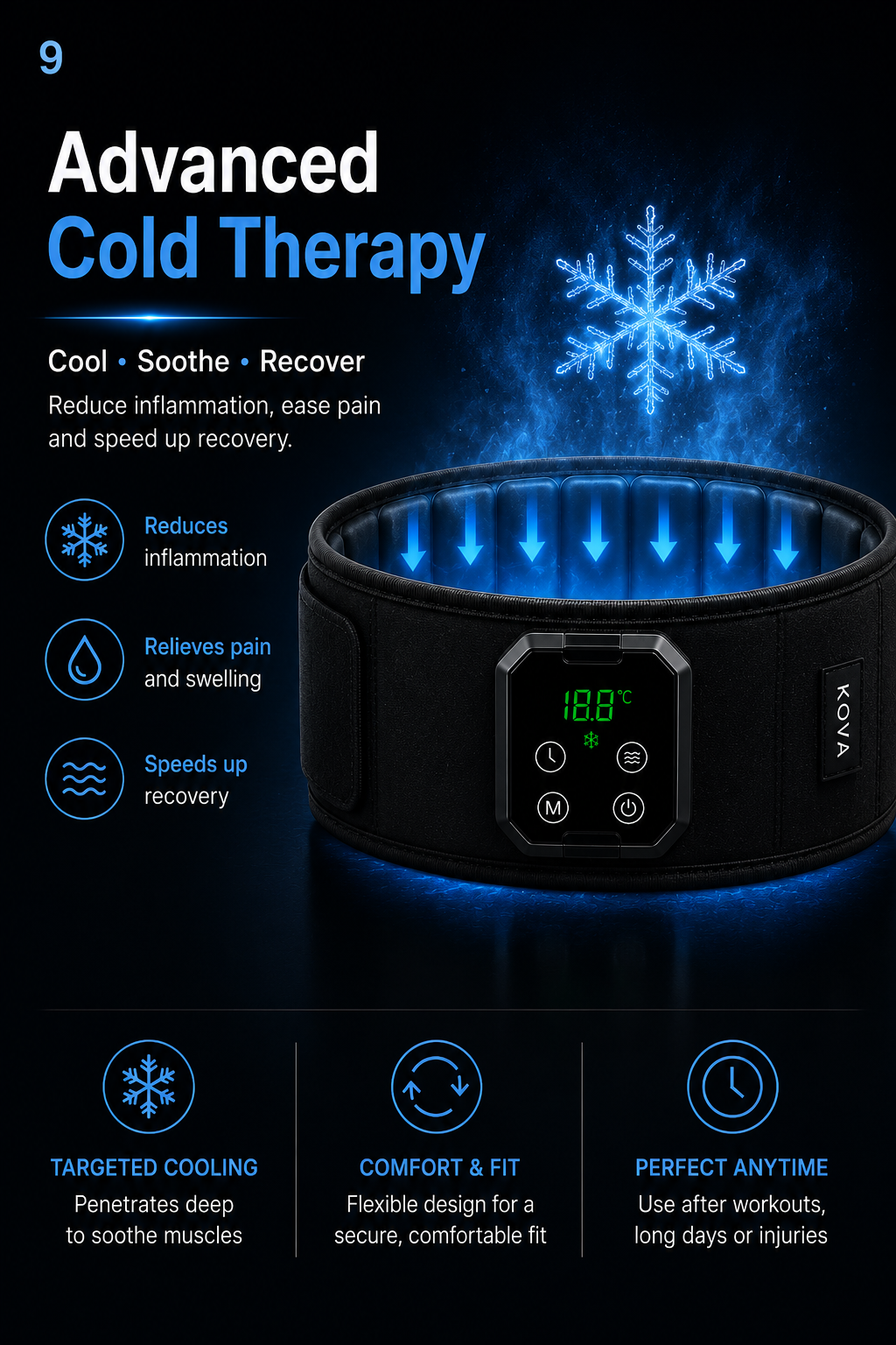 KOVA Dual — 4-in-1 Recovery Belt | Heat, Cold, Compression & Massage