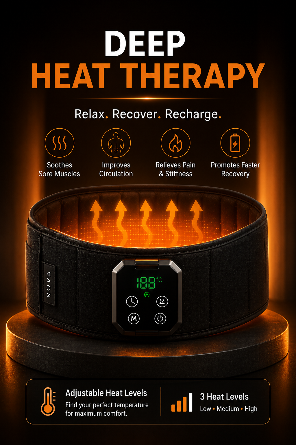 KOVA Dual — 4-in-1 Recovery Belt | Heat, Cold, Compression & Massage